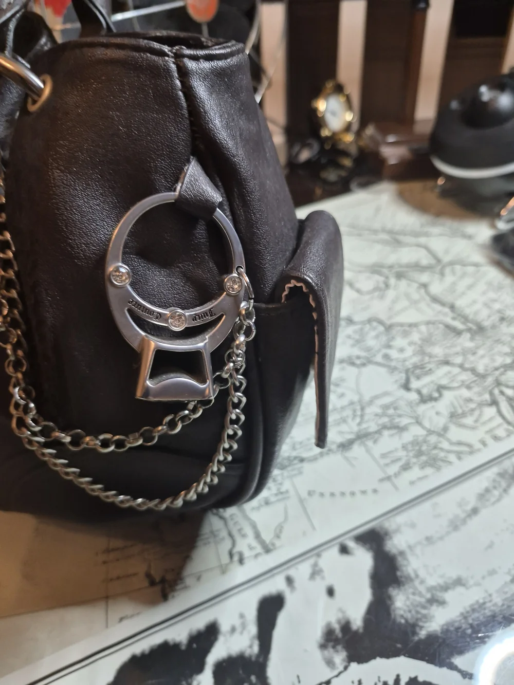 Juicy Couture Black Studded Logo Hobo Bag